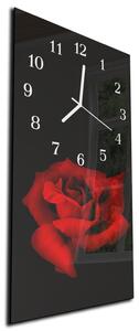 Nástěnné hodiny červená růže černé pozadí 30x60cm - plexi