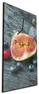 Nástěnné hodiny borůvka, granátové jablko 30x60cm - plexi