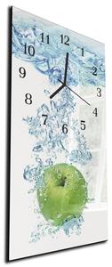 Nástěnné hodiny zelené jablko ve vodě 30x60cm - plexi