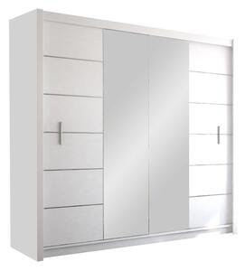 Skříň s posuvnými dveřmi z zrcadlem Lisabon II 203 cm - Bílá