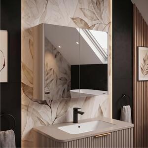 Rodan Zrcadlová Skříňka 80 cm - Šedá - Boční Panely Kašmír - Závěsná - Bezúchytková - 2dveřová - ELEGANCE