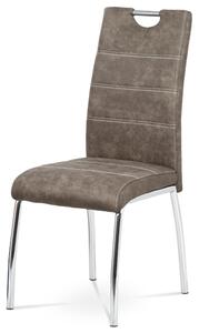 Jídelní židle, potah hnědá látka COWBOY v dekoru vintage kůže, bílé prošití, kov HC-486 BR3