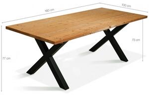 Stůl z masivu 160x100 cm ATLANTA vintage