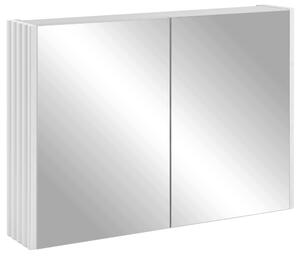 Rodan Zrcadlová Skříňka 80 cm - Šedá - Bílé Boční Panely - Závěsná - Bezúchytková - 2dveřová - BELLO