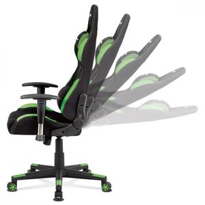 Kancelářská židle, houpací mech., černá + zelená látka, plastový kříž KA-F02 GRN