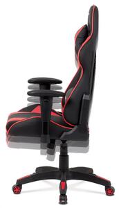 Kancelářská židle houpací mech., černá + červená koženka, plast. kříž KA-F03 RED