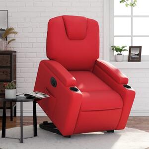 Elektrické zvedací polohovací křeslo červené umělá kůže 3204449