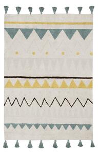 Krémový pratelný ručně tkaný bavlněný dětský koberec 140x200 cm Azteca Vintage Blue – Lorena Canals