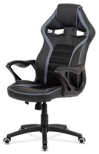 Kancelářská židle, potah černá ekokůže, černá a šedá látka MESH, černý plastový KA-G406 GREY