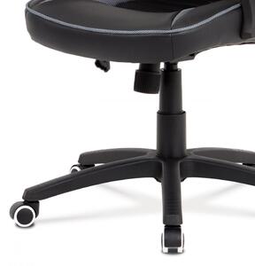 Kancelářská židle, potah černá ekokůže, černá a šedá látka MESH, černý plastový KA-G406 GREY