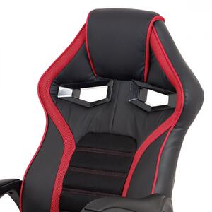 Kancelářská židle, potah černá ekokůže, černá a červená látka MESH, černý plasto KA-G406 RED
