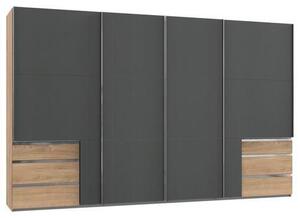 SKŘÍŇ S POSUVNÝMI DVEŘMI, barvy grafitu, barvy dubu, 350,00/216,00/65,00 cm MID.YOU - Šatní skříně, Online Only