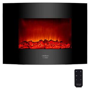 Elektrický krb - 22 palců - Zakřivené tvrzené sklo - 2000 W - 2 výkonové stupně - Černý - Pro obývací pokoj a ložnici