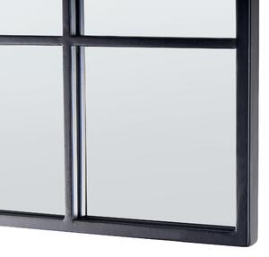 Kovové nástěnné zrcadlo ve tvaru okna 78 x 78 cm černé BLESLE