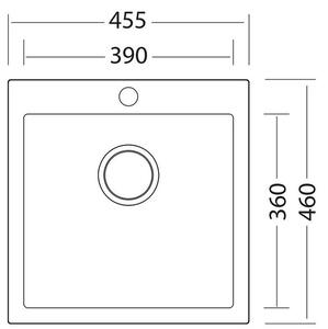 Sinks Viva 455 Granitový dřez bez odkapu, 45,5x46cm, granblack, SIGVI45546030