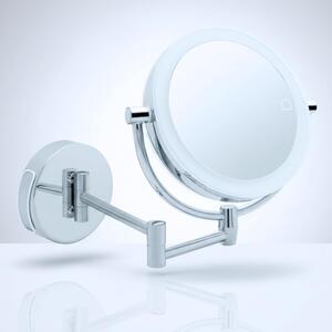 Zrcadlo do koupelny s LED osvětlením – nástěnné, průměr 15,5 cm, s 5x a 10x zvětšením