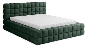 Tmavě zelená čalouněná dvoulůžková postel s úložným prostorem s roštem 180x200 cm Dizzle – ELTAP