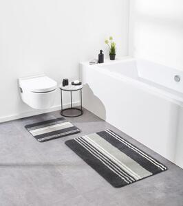 LIVARNO home Sada koupelnových předložek, 2dílná (pruhy/šedá, WC předložka bez výřezu) (100350964007)