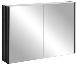 Rodan Zrcadlová Skříňka 80 cm - Šedá - Černé Boční Panely - Závěsná - Bezúchytková - 2dveřová - BELLO