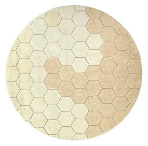 Okrově žlutý pratelný ručně tkaný bavlněný kulatý koberec ø 140 cm Honeycomb Golden – Lorena Canals