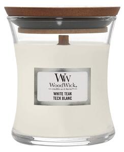 WoodWick vonná svíčka s dřevěným knotem malá White Teak 85 g