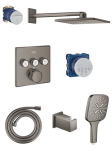 Sprchový systém Grohe s termostatickou baterií kartáčovaný hard graphite GBAL9