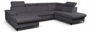 Rozkládací rohová sedačka APOLO U 326x220cm - rozklad a úložný prostor pravý roh tmavě šedá II - Solid 99
