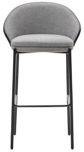 Šedá látková barová židle Kave Home Eamy s černým dřevěným opěradlem 77 cm