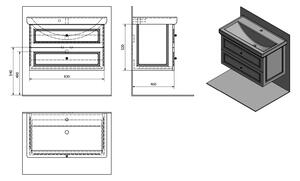 SAPHO VIOLETA retro umyvadlová skříňka 83x52x46cm, bílá pololesk VI090-3131