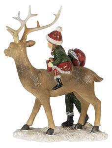 Vánoční dekorativní soška jelena s dětmi - 15*9*22 cm