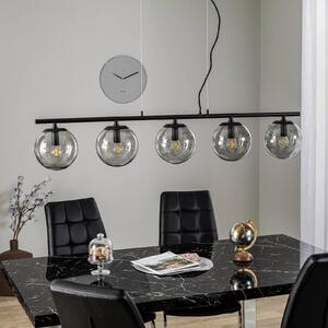 Závěsná lampa Lucande Sotiana, 5 skleněných koulí, černá