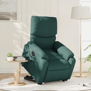 Elektrické zvedací polohovací křeslo tmavě zelené textil 3204854
