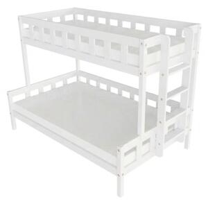 Patrová postel PLOTTY s bočním žebříkem 90x200, 120x200 cm - Bílá, Zvolte šuplík: Bez šuplíku, Zvolte stranu: Vpravo