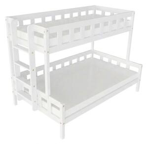 Patrová postel PLOTTY s bočním žebříkem 90x200, 120x200 cm - Bílá, Zvolte šuplík: Bez šuplíku, Zvolte stranu: Vlevo