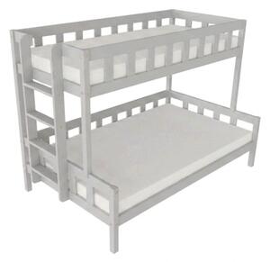 Patrová postel PLOTTY s bočním žebříkem 90x200, 120x200 cm - Světle šedá, Zvolte šuplík: Bez šuplíku, Zvolte stranu: Vlevo