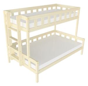 Patrová postel PLOTTY s bočním žebříkem 90x200, 120x200 cm - Nelakovaná, Zvolte šuplík: Bez šuplíku, Zvolte stranu: Vlevo