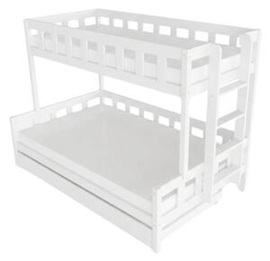Patrová postel PLOTTY s bočním žebříkem 90x200, 120x200 cm - Bílá, Zvolte šuplík: Přistýlka 90x190 cm, Zvolte stranu: Vpravo