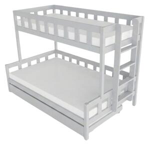 Patrová postel PLOTTY s bočním žebříkem 90x200, 120x200 cm - Světle šedá, Zvolte šuplík: Přistýlka 90x190 cm, Zvolte stranu: Vpravo