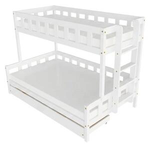 Patrová postel PLOTTY s bočním žebříkem 90x200, 120x200 cm - Bílá, Zvolte šuplík: Úložný šuplík, Zvolte stranu: Vpravo