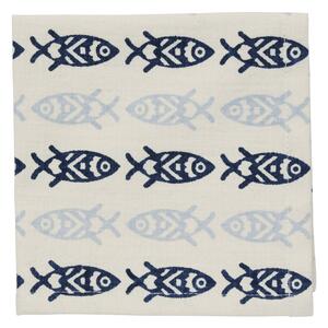 Bavlněný ubrousek Blue Fishes – set 4 ks