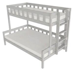 Patrová postel PLOTTY s bočním žebříkem 90x200, 120x200 cm - Světle šedá, Zvolte šuplík: Bez šuplíku, Zvolte stranu: Vpravo