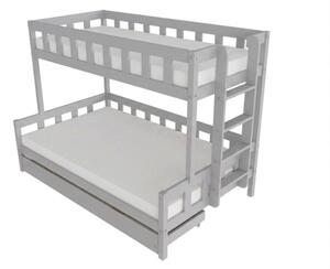 Patrová postel PLOTTY s bočním žebříkem 90x200, 120x200 cm - Světle šedá, Zvolte šuplík: Úložný šuplík, Zvolte stranu: Vpravo