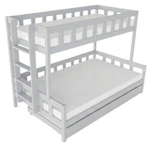 Patrová postel PLOTTY s bočním žebříkem 90x200, 120x200 cm - Světle šedá, Zvolte šuplík: Přistýlka 90x190 cm, Zvolte stranu: Vlevo