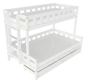 Patrová postel PLOTTY s bočním žebříkem 90x200, 120x200 cm - Bílá, Zvolte šuplík: Úložný šuplík, Zvolte stranu: Vlevo