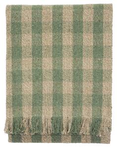Přehoz z recyklované bavlny Checked Green 125 × 175 cm