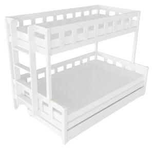 Patrová postel PLOTTY s bočním žebříkem 90x200, 120x200 cm - Bílá, Zvolte šuplík: Přistýlka 90x190 cm, Zvolte stranu: Vlevo