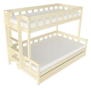 Patrová postel PLOTTY s bočním žebříkem 90x200, 120x200 cm - Nelakovaná, Zvolte šuplík: Přistýlka 90x190 cm, Zvolte stranu: Vlevo