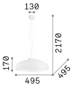 ARIA SP1 závěsné svítidlo 1x E27 60W bez zdroje 50cm IP20, bílé