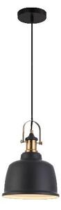 FAMOSA závěsné svítidlo 1x E27 40W bez zdroje 22,5cm IP20, matně černé/starožitná mosaz