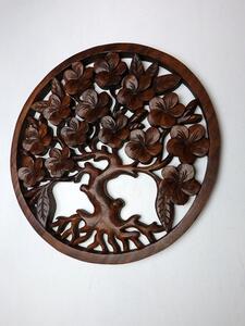 Mandala strom života kvetoucí, 3D dřevořezba,40cm,exotické dřevo
